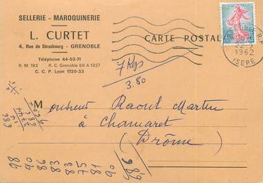/ CPSM FRANCE 38 "Grenoble" / SELLERIE / MAROQUINERIE / CARTE PUBLICITAIRE