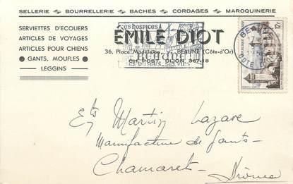 / CPSM FRANCE 21 "Beaune, Emile Diot" / SELLERIE / CARTE PUBLICITAIRE