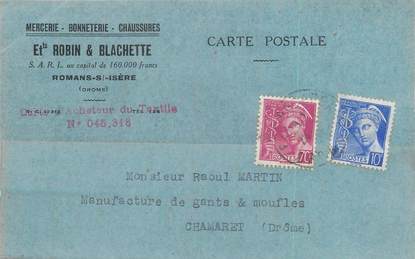 / CPSM FRANCE 26 "Romans sur Isère, Ets Robin et Blachette" / MERCERIE / CARTE PUBLICITAIRE