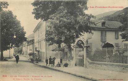 CPA FRANCE 09 "Ax Les Thermes, av  de la gare et grand hôtel de France"