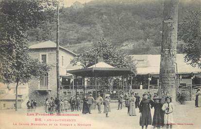 CPA FRANCE 09 "Ax Les Thermes, le casino municipal et le kiosque à musique"