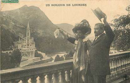 CPA FRANCE 65 "Un Bonjour de Lourdes"