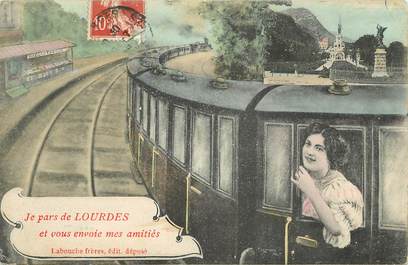 CPA FRANCE 65 "Je pars de Lourdes"