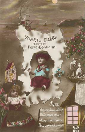 CPA FRANCE 67 "Yerri et Suzel, nouveau porte bonheur" /  FOLKLORE 