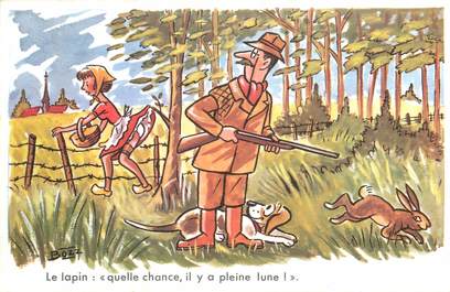 CPSM ILLUSTRATEUR BOZZ " Le lapin..." / CHASSE