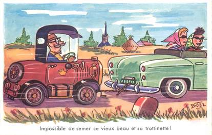 CPSM ILLUSTRATEUR BOZZ " Impossible de semer ce vieux beau et sa trottinette"