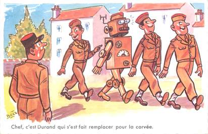 CPSM ILLUSTRATEUR BOZZ " Chef c'est Durand qui s'est fait remplacer pour la corvée"