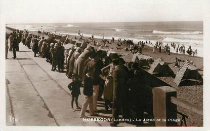 / CPSM FRANCE 40 "Hossegor, la jetée et la plage"