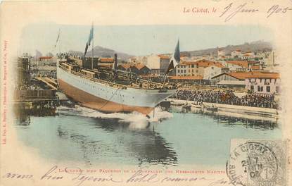 CPA FRANCE 13 "La Ciotat, lancement d'un paquebot de la compagnie des messageries maritimes"