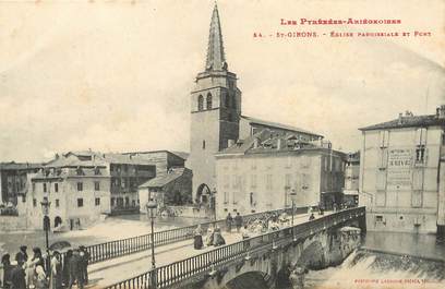 / CPA FRANCE 09 "Saint Girons, église paroissiale et le pont"