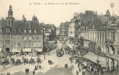 / CPA FRANCE 59 "Lille, la Bourse et la rue des Manneliers "