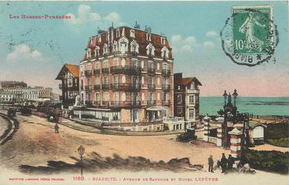 / CPA FRANCE 64 "Biarritz, av de Bayonne et hôtel Lefèvre"
