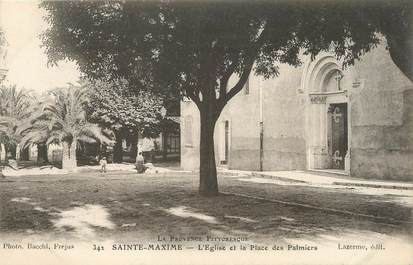 / CPA FRANCE 83 "Sainte Maxime, l'église et la place des Palmiers"