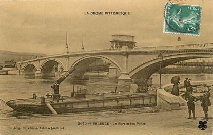 / CPA FRANCE 26 "Valence, le port et les ponts"