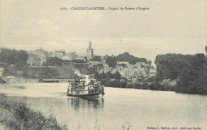 / CPA FRANCE 53 "Chateau Gontier, départ du bateau d'Angers"