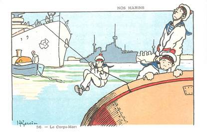 CPA ILLUSTRATEUR GERVESE "Nos marins, Le Corps Mort"