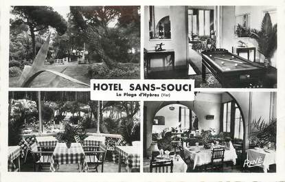 / CPSM FRANCE 83 "Hyères, hôtel Sans Souci, la plage d'Hyères"