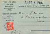 25 Doub / CPSM FRANCE 25 "Besançon, Burdin Fils" / QUINCAILLERIE / CARTE PUBLICITAIRE