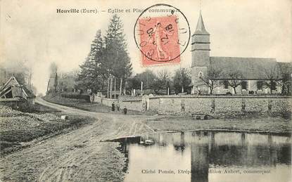 CPA FRANCE 27 "Houville, Eglise et place communale"