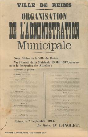 / CPA FRANCE 51 "Ville de Reims, organisation de l'administration municipale"