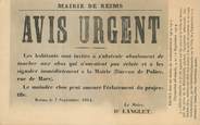 51 Marne / CPA FRANCE 51 "Ville de Reims, avis urgent"