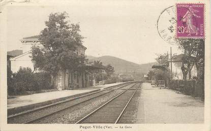 / CPA FRANCE 83 "Puget ville, la gare"