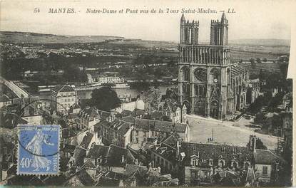 / CPA FRANCE 78 "Mantes, Notre Dame et pont vus de la tour Saint Maclou"