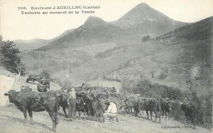 / CPA FRANCE 15 "Environs d'Aurillac, vacherie au moment de la traite"