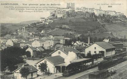 / CPA FRANCE 15 "Saint Flour, vue générale prise de Bellevue" / GARE