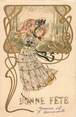 Fantaisie CPA GAUFREE / FEMME / PAILLETTE / ART NOUVEAU