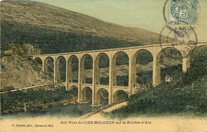 CPA "Pont de Cize Bolozon sur la rivière d'Ain" / CARTE TOILÉE 