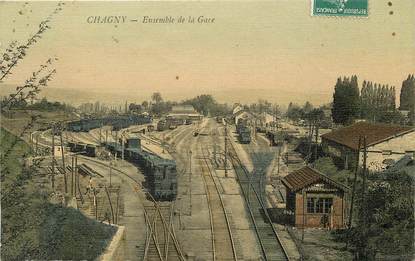 CPA FRANCE 71 "Chagny, la gare" / CARTE TOILÉE 