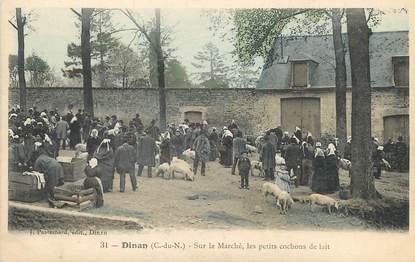 / CPA FRANCE 22 "Dinan, sur le marché" / COCHONS