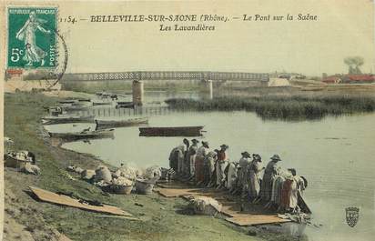CPA FRANCE 69 "Belleville sur Saone, les lavandières" / CARTE TOILÉE 