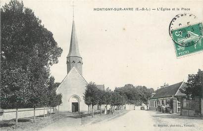 / CPA FRANCE 28 "Montigny sur Avre, l'église et la place"