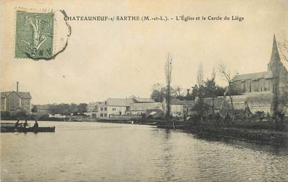 / CPA FRANCE 49 "Châteauneuf Sur Sarthe, l'église et le cercle du liège"