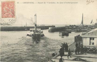 / CPA FRANCE 50 "Cherbourg, départ de l'Ariadne, du quai d'embarquement"