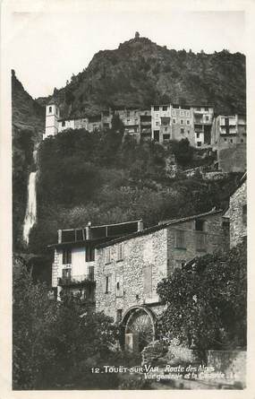 / CPSM FRANCE 06 "Touët sur Var, route des Alpes, vue générale et la cascade"