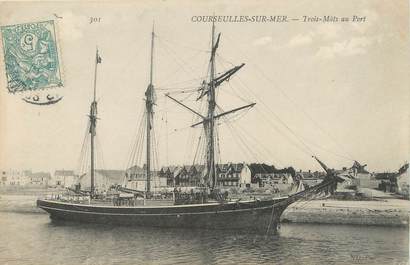 / CPA FRANCE 14 "Courseulles sur Mer, trois mâts au port"