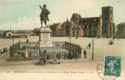 50 Manche / CPA FRANCE 50 "Cherbourg, la statue de Napoléon 1er et l'église Sainte Trinité"