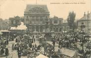 50 Manche / CPA FRANCE 50 "Cherbourg, le théâtre et la place du château"