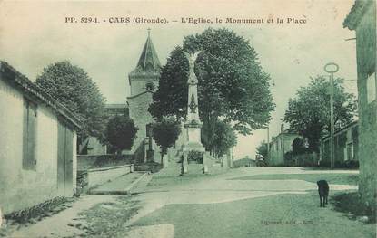 / CPA FRANCE 33 "Cars, l'église, le monument et la place"