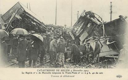 / CPA FRANCE 77 "Catastrophe de Melun 1913, travaux de déblaiement"