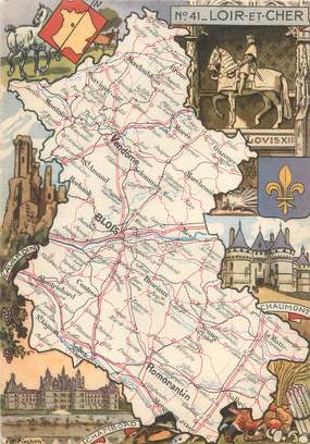 / CPSM FRANCE 41 "Loir et Cher" / CARTE GEOGRAPHIQUE