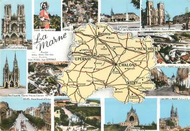 / CPSM FRANCE 51 "Marne" / CARTE GEOGRAPHIQUE