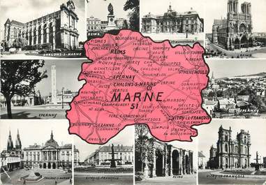 / CPSM FRANCE 51 "Marne" /  CARTE GEOGRAPHIQUE
