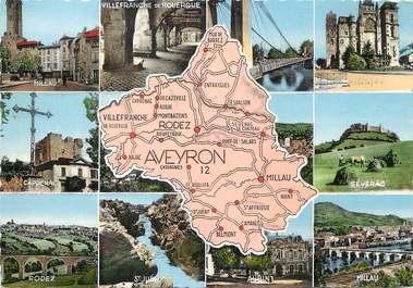 / CPSM FRANCE 12 "Aveyron" / CARTE  GEOGRAPHIQUE