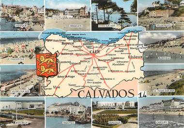 / CPSM FRANCE 14 "Calvados" / CARTE GEOGRAPHIQUE