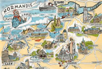 / CPSM FRANCE 14 "Normandie, Pays d'Auge" / CARTE GEOGRAPHIQUE