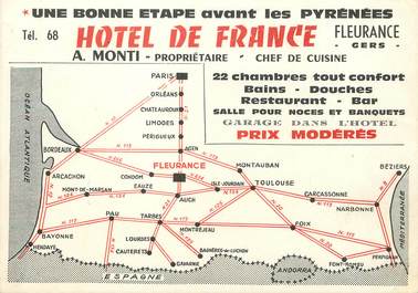 / CPSM FRANCE 32 "Fleurance, hôtel de France" / CARTE PUBLICITAIRE